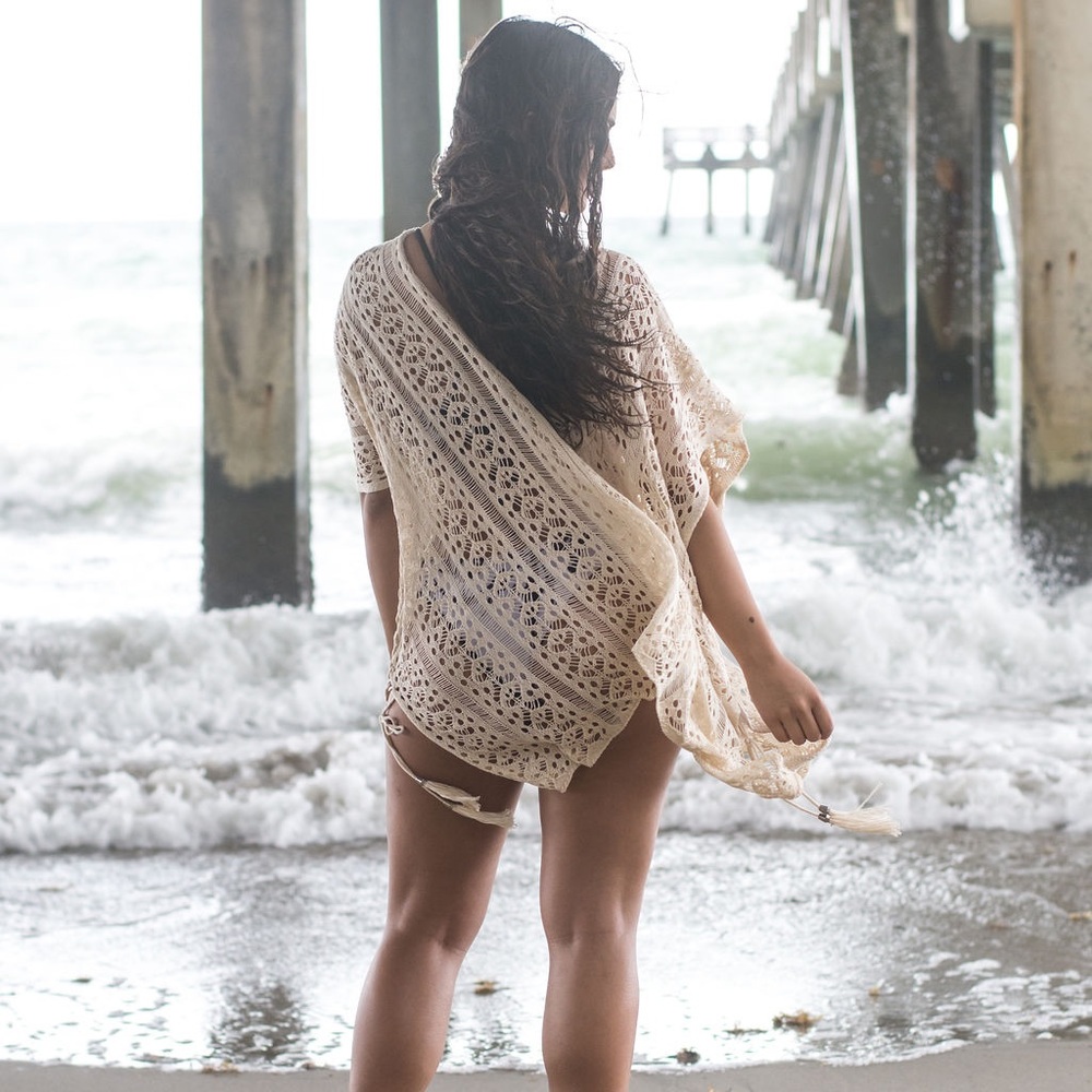 Cream Crochet Tunic Top 100% Cotton